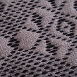 Handwoven Moroccan Cotton Throw – Beige & Black Kilim Rug - Image 6