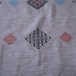 Handwoven Moroccan Rug – Cream with Multicolor Diamonds - Image 6