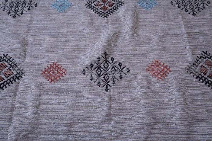 Handwoven Moroccan Rug – Cream with Multicolor Diamonds - Image 6