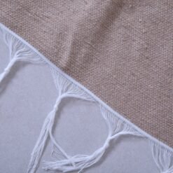 Handwoven Moroccan Cotton Throw – Beige & Black Kilim Rug - Image 10