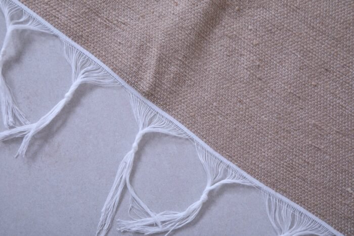 Handwoven Moroccan Cotton Throw – Beige & Black Kilim Rug - Image 10