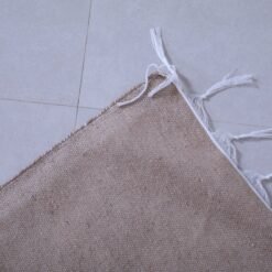 Handwoven Moroccan Cotton Throw – Beige & Black Kilim Rug - Image 7