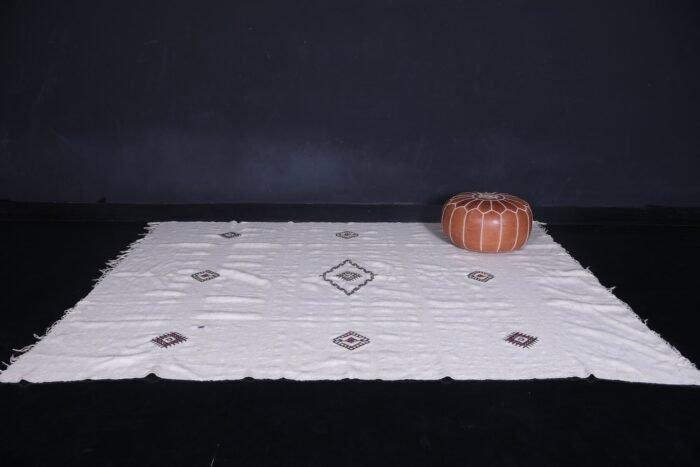 Moroccan rug – 6.2 x 9.2 feet – flat woven white kilim Berber floor rug