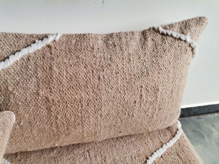 Top view of Moroccan beige sofa – handwoven low seating for timeless and calming decor
