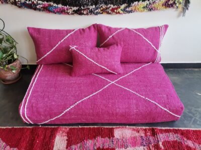Pink Moroccan Floor Sofa – Artisan Boho Seating with Soft Cushions for Elegant Interiors
