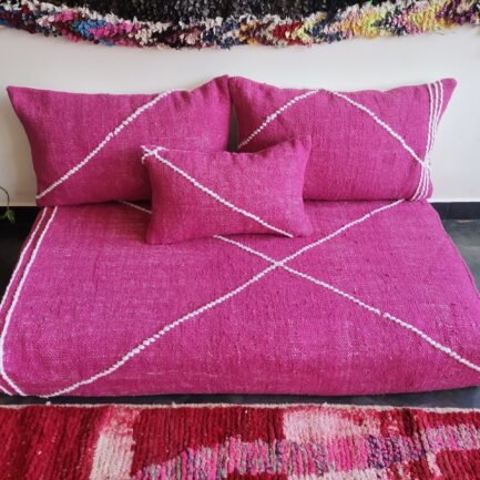 Pink Moroccan Floor Sofa – Artisan Boho Seating with Soft Cushions for Elegant Interiors