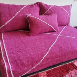 Left side angle of artisan pink Moroccan couch – ideal for boho-chic or modern girly interiors