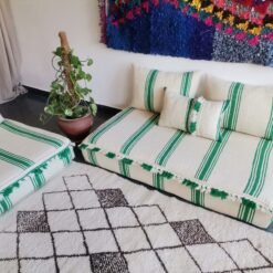 Alternative view of Moroccan Floor Couch Cover Set Cream - Green Stripes