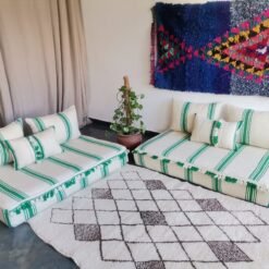 Alternative view of Moroccan Floor Couch Cover Set Cream - Green Stripes
