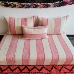 Moroccan Floor Couch Cover Set Cream - Pink Pattern - Image 7