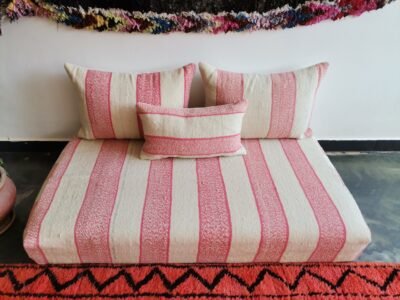 Pink & Cream Moroccan Floor Couch Cover Set - Image 7