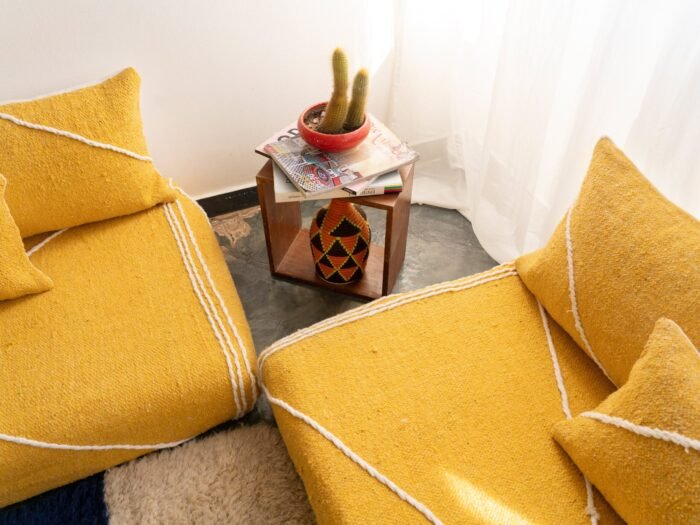 Yellow Moroccan Floor Couch Cover Set - Image 9