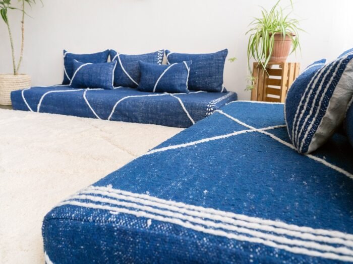 Blue Moroccan Floor Couch Cover Set - Image 9