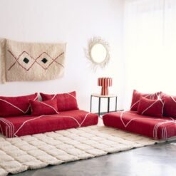 Red Moroccan Floor Couch Cover Set - Image 7
