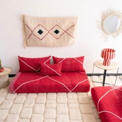 Red Moroccan Floor Couch Cover Set - Image 3