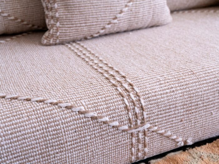 Beige & White Moroccan Floor Couch Cover Set - Image 9