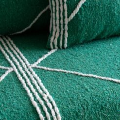 Top view of handmade green Moroccan sofa – low floor seating set with cushion covers for peaceful and earthy decor