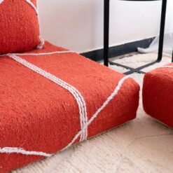 Orange Moroccan Floor Sofa – Handmade Low Seating with a Warm Bohemian Touch