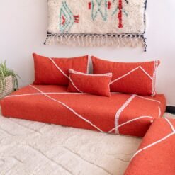 Orange Moroccan Floor Couch Cover Set - Image 8