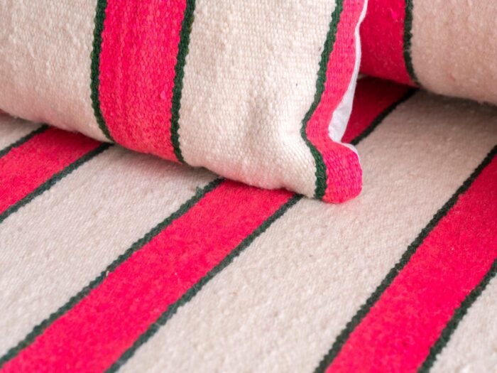 Moroccan Floor Couch Cover Set Cream - Fuchsia Stripes - Image 10