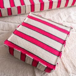 Moroccan Floor Couch Cover Set Cream - Fuchsia Stripes - Image 5