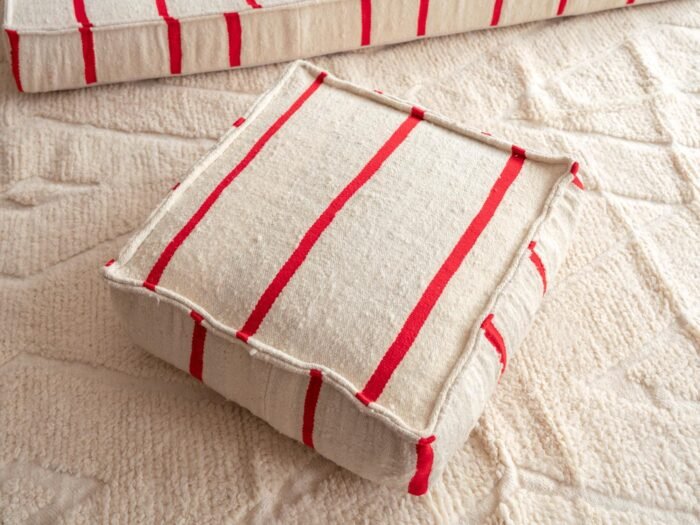 Cream and Red Moroccan Floor Couch Cover Set - Image 10