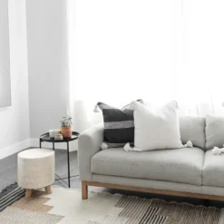 handcrafted white Moroccan pillow with detailed pompom edges – neutral home accent pillow cover in 18", 20", and 22"