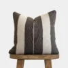 Handwoven dark grey Moroccan pillow with off white horizontal stripes – handmade cotton throw pillow available in 18", 20", and 24"