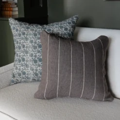 Warm charcoal Moroccan pillow with rich textured weave – decorative handwoven cushion for modern and boho interiors