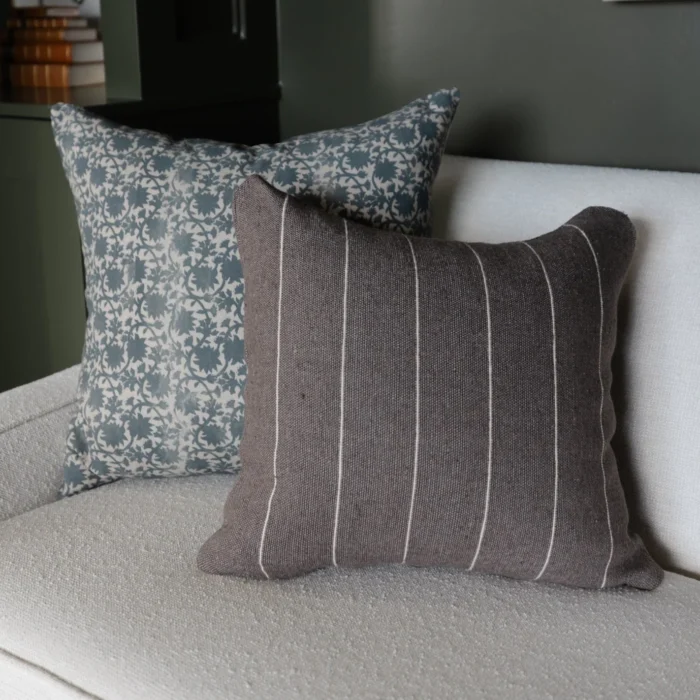 Warm charcoal Moroccan pillow with rich textured weave – decorative handwoven cushion for modern and boho interiors