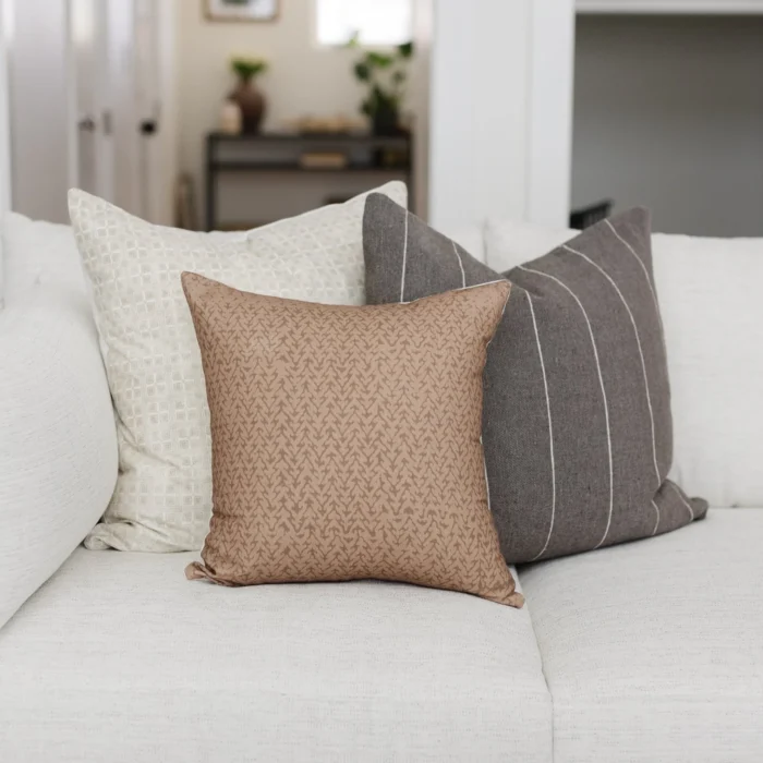 Handmade warm charcoal pillow with detailed weaving – artisan Moroccan home decor cushion in 18", 20", and 24"