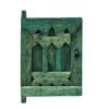 vintage Moroccan handcrafted wooden window panel with Moorish arch design and rustic finish