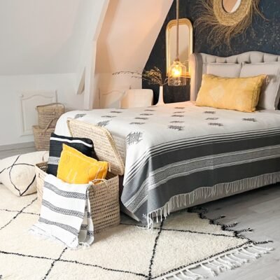 Handwoven Moroccan Blanket – Embroidered Boho Throw - Image 8