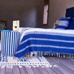 Alternative view of Handwoven Moroccan Blanket – Embroidered Boho Throw