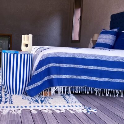 Handwoven Moroccan Blanket – Embroidered Boho Throw - Image 3