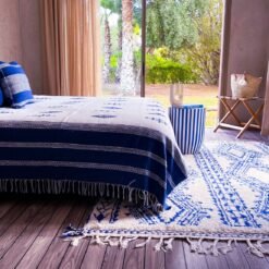 Alternative view of Handwoven Moroccan Blanket – Embroidered Boho Throw