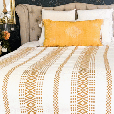 Handwoven Moroccan Blanket – Embroidered Boho Throw - Image 5