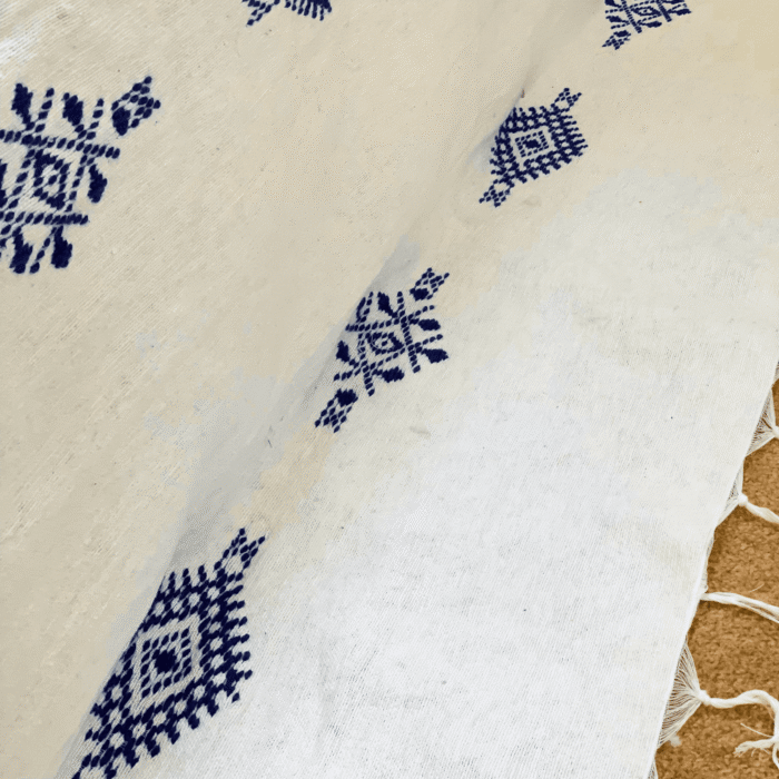 Moroccan Cotton Blanket Set – White and Blue - Image 6
