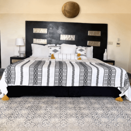 Handwoven Moroccan Blanket – Embroidered Boho Throw