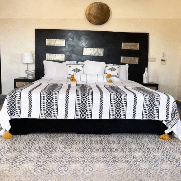 Handwoven Moroccan Blanket – Embroidered Boho Throw