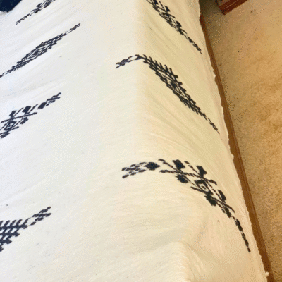 Moroccan Cotton Blanket Set – White & Black - Image 4