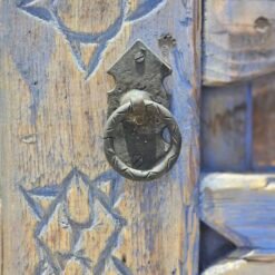 Iron Handle - Moroccan Ring Knocker on Blue Wood