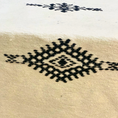 Moroccan Cotton Blanket Set – White & Black - Image 6