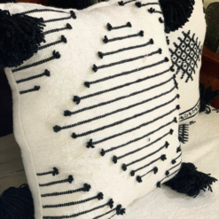 Moroccan Cotton Blanket Set – White and Black - Image 7