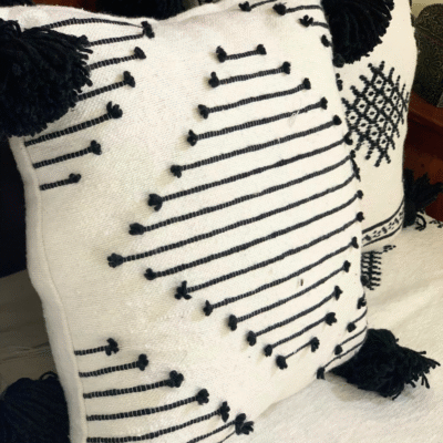 Moroccan Cotton Blanket Set – White & Black - Image 7