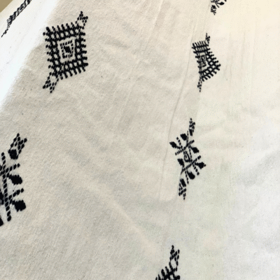 Moroccan Cotton Blanket Set – White & Black - Image 8