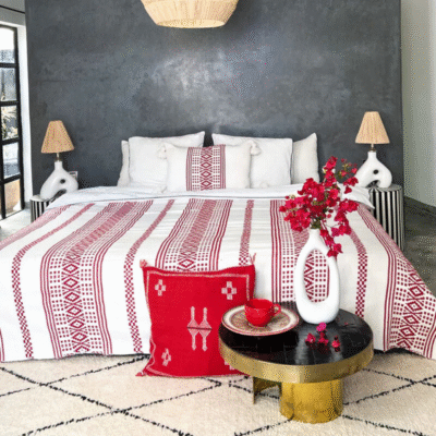 Handwoven Moroccan Blanket – Embroidered Boho Throw - Image 12