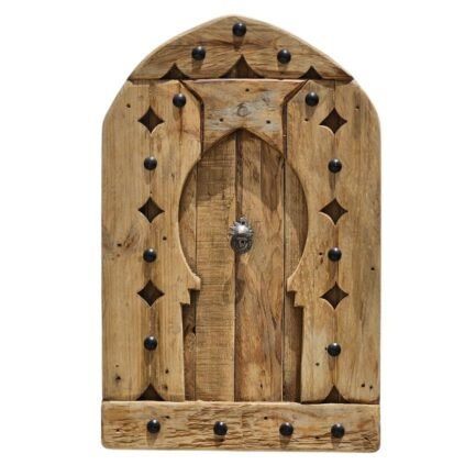 Handmade vintage Moroccan wall panel with arch shape and decorative studs