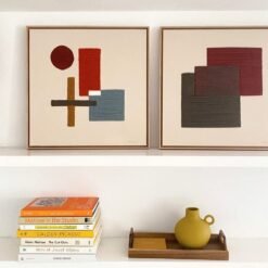 Framed Kanica wool wall art hanging on a neutral wall, adding warmth and texture to a modern boho living room