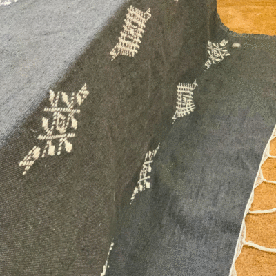Moroccan Cotton Blanket Set – Grey & White - Image 3
